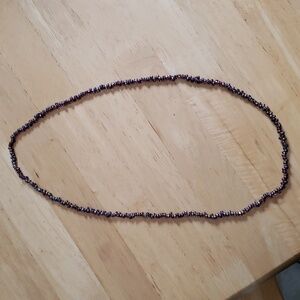 Vintage Peacock Iridized Purple Carnival Glass Beads 34" Opera Necklace